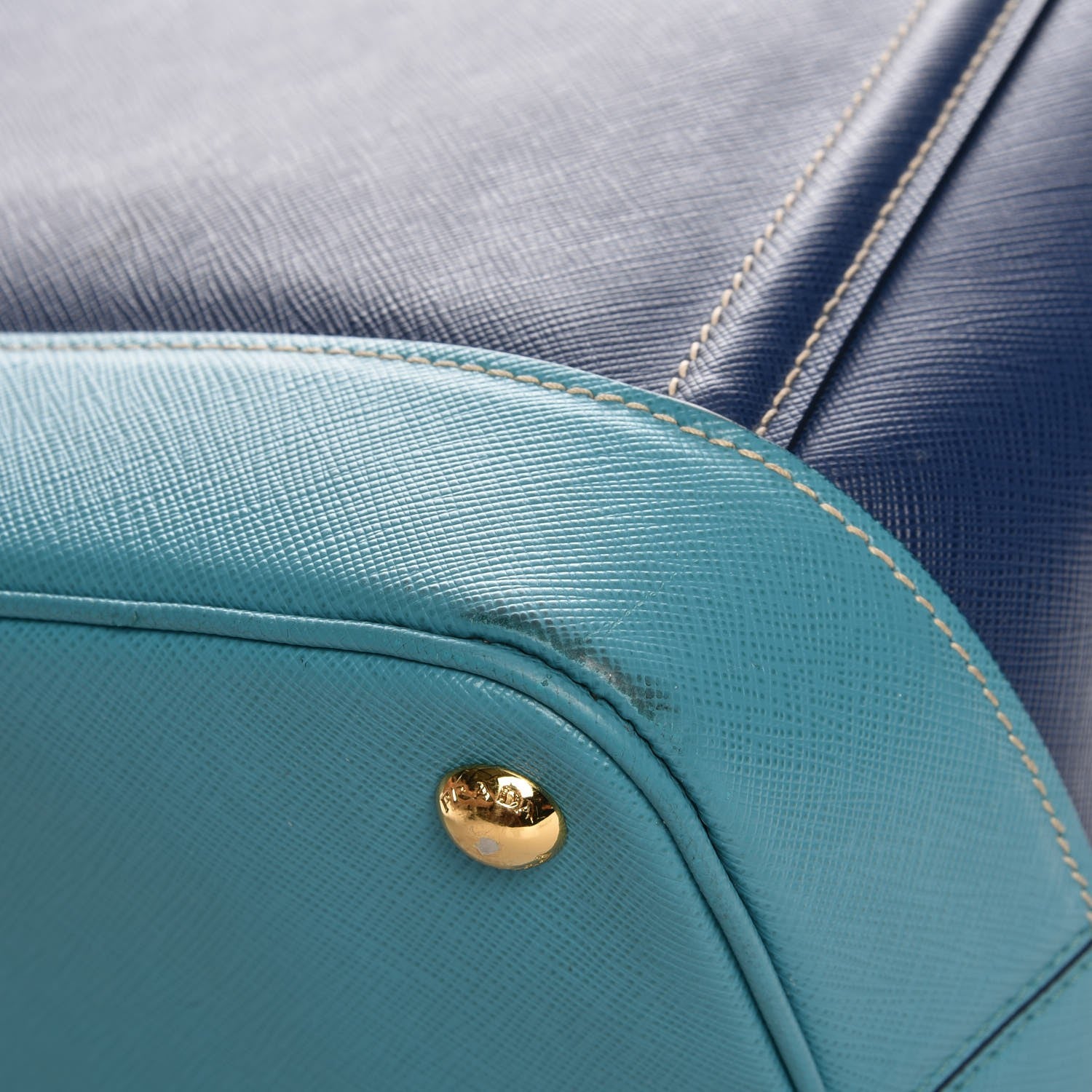 Prada Saffiano Bi-Color Tote Bleuette Turchese 10 of 12