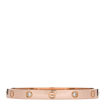 Cartier 18K Pink Gold 4 Diamond LOVE Bracelet 17 2 of 9