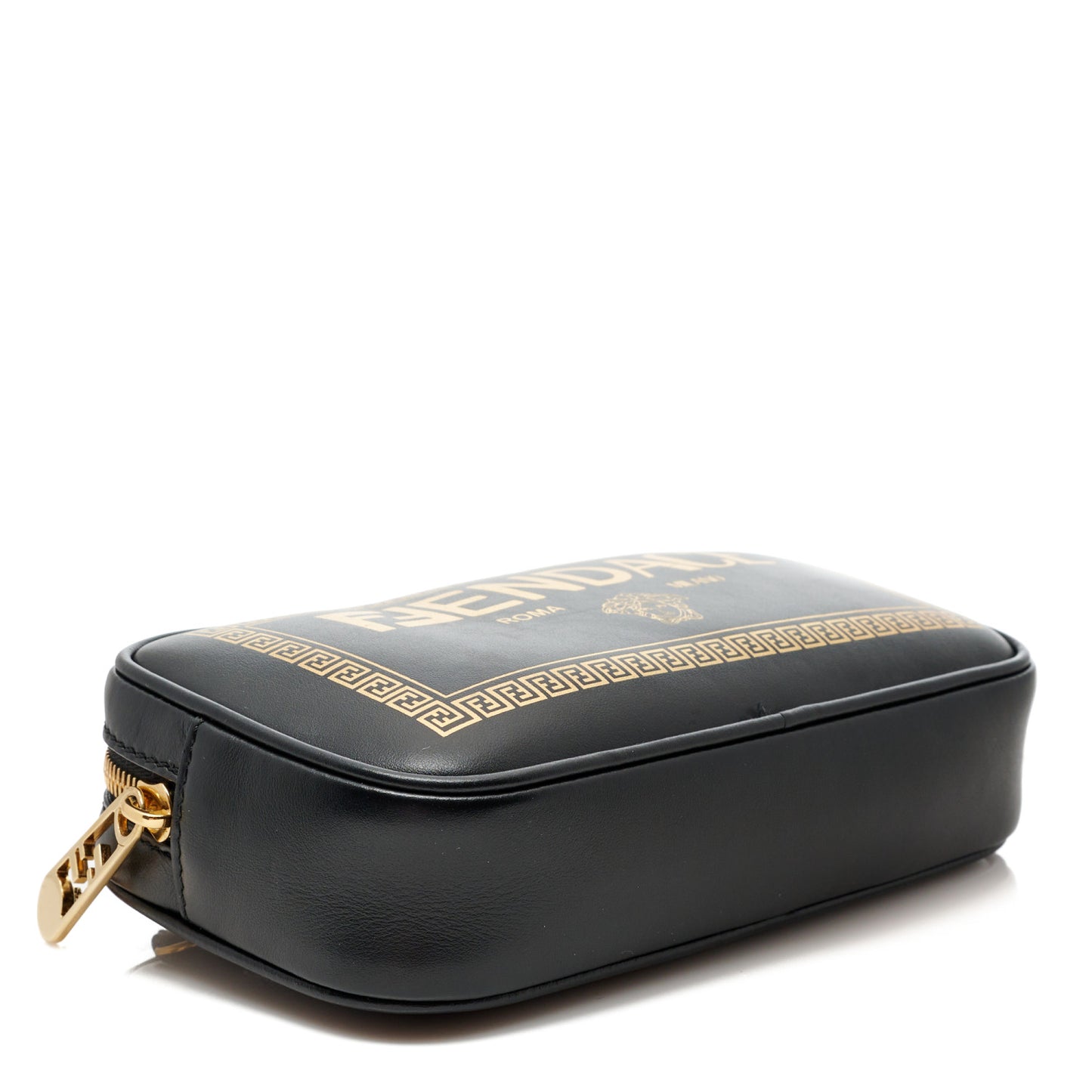 X VERSACE Vitello Cover Fendace Medusa Small Camera Case Black Gold