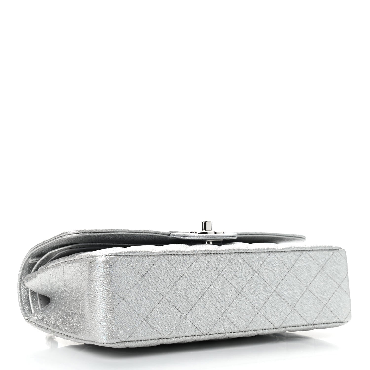 Chanel Glittered Metallic Caviar Quilted Medium Double Flap Silver 4 of 10