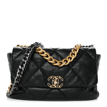 Chanel Goatskin Quilted Large Chanel 19 Flap Black 1 of 12