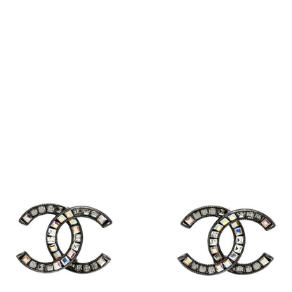 Chanel Crystal Baguette CC Earrings Silver 1 of 4