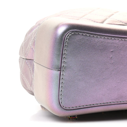 Chanel Iridescent Lambskin Calfskin Quilted Gabrielle Backpack Light Purple 9 of 10