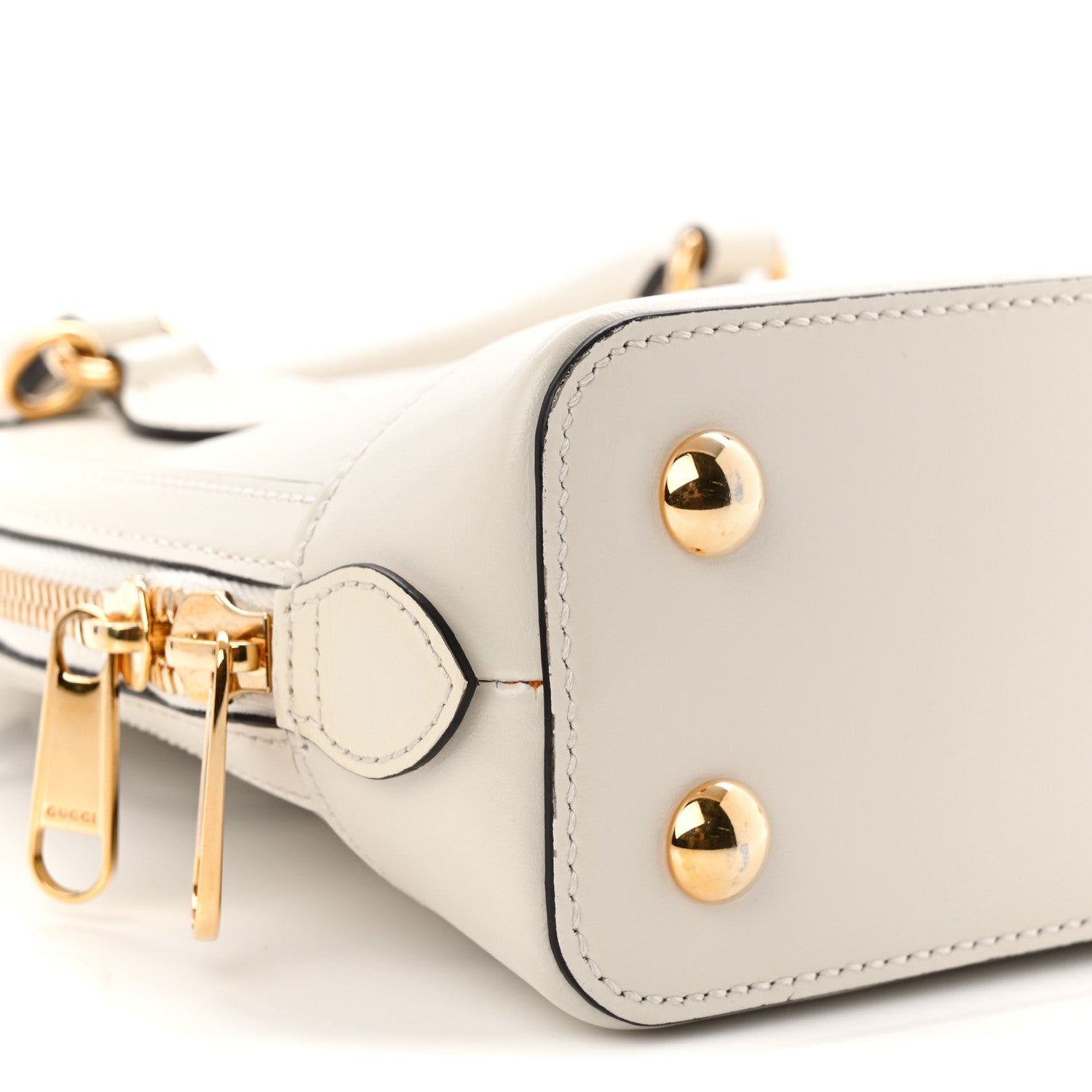 Gucci Boarded Plutone Calfskin Small Horsebit 1955 Top Handle Bag Mystic White 9 of 10