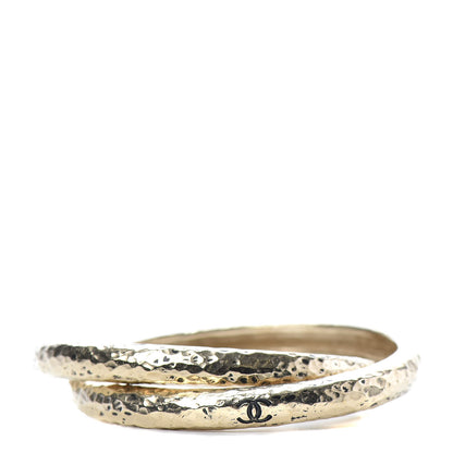 Chanel Metal Hammered CC Bangle Set of 2 Gold 1 of 4