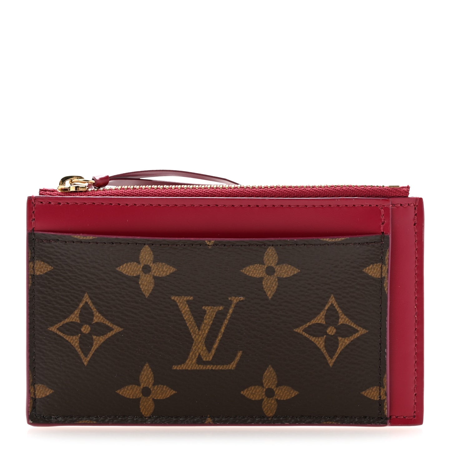 Monogram Zipped Card Holder Fuchsia