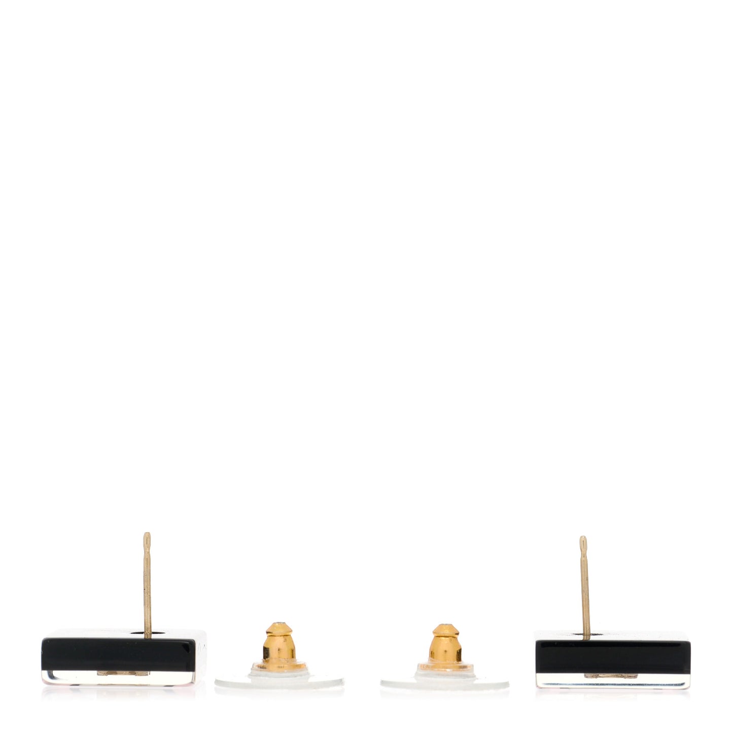 Resin CC Square Earrings Black Pink White
