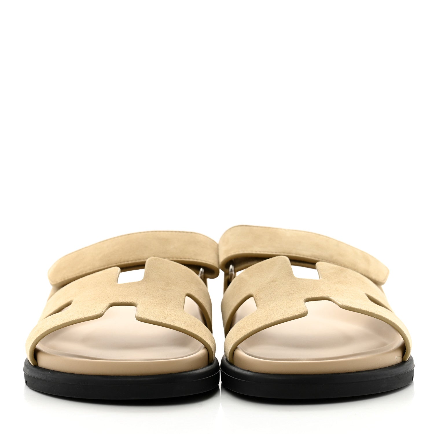 Hermes Suede Goatskin Womens Chypre Sandals 37.5 Beige Lin 3 of 8