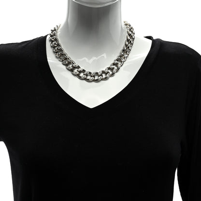 Christian Dior Metal Crystal CD Chain Link Necklace Silver 4 of 4