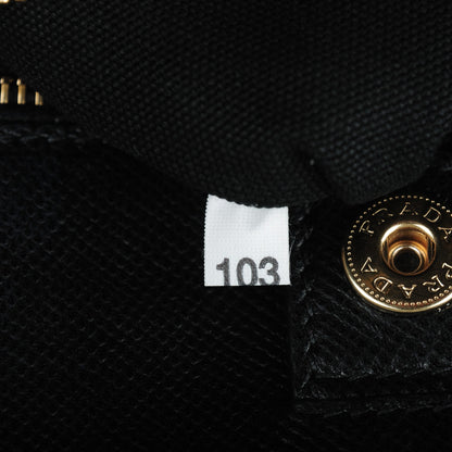 Prada City Calf Saffiano Bi-Color Tote Bluette Black 8 of 9