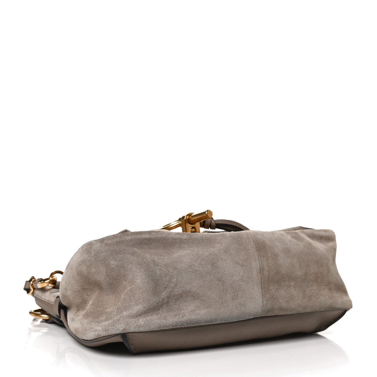 Suede Calfskin Small Lexa Shoulder Bag Motty Grey