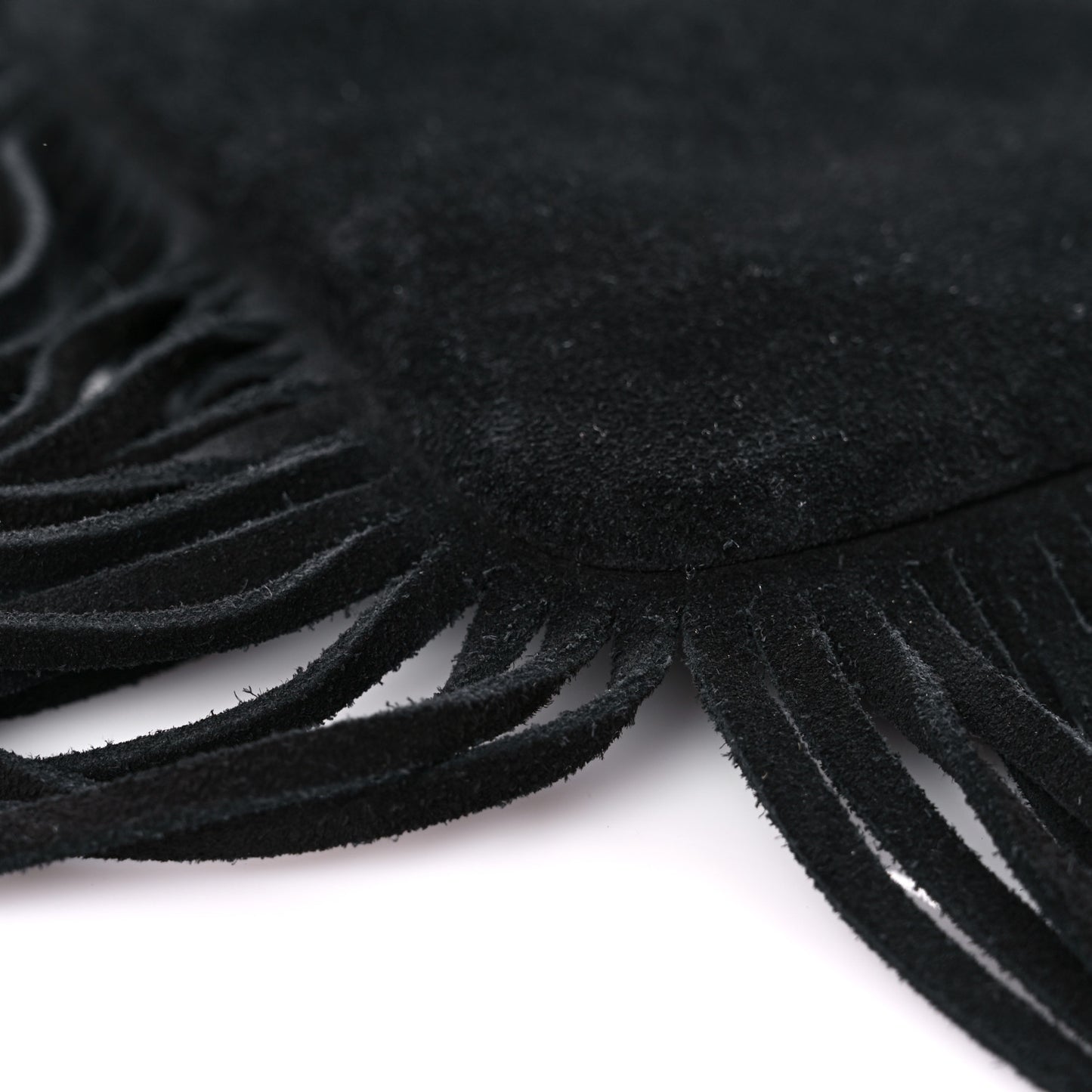 Suede Calfskin Small Fringe Crossbody Bag Black