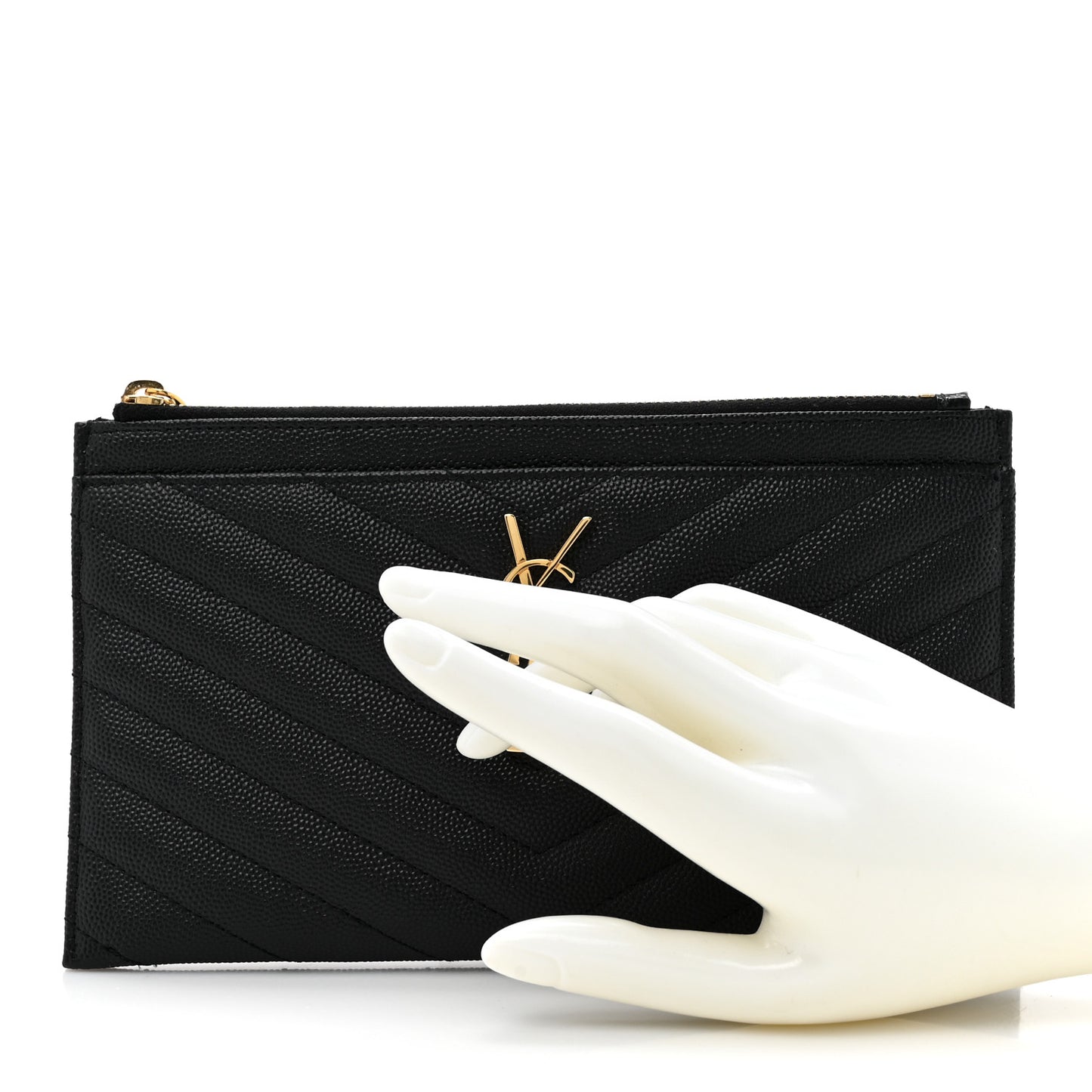 Grain De Poudre Chevron Monogram Bill Pouch Black