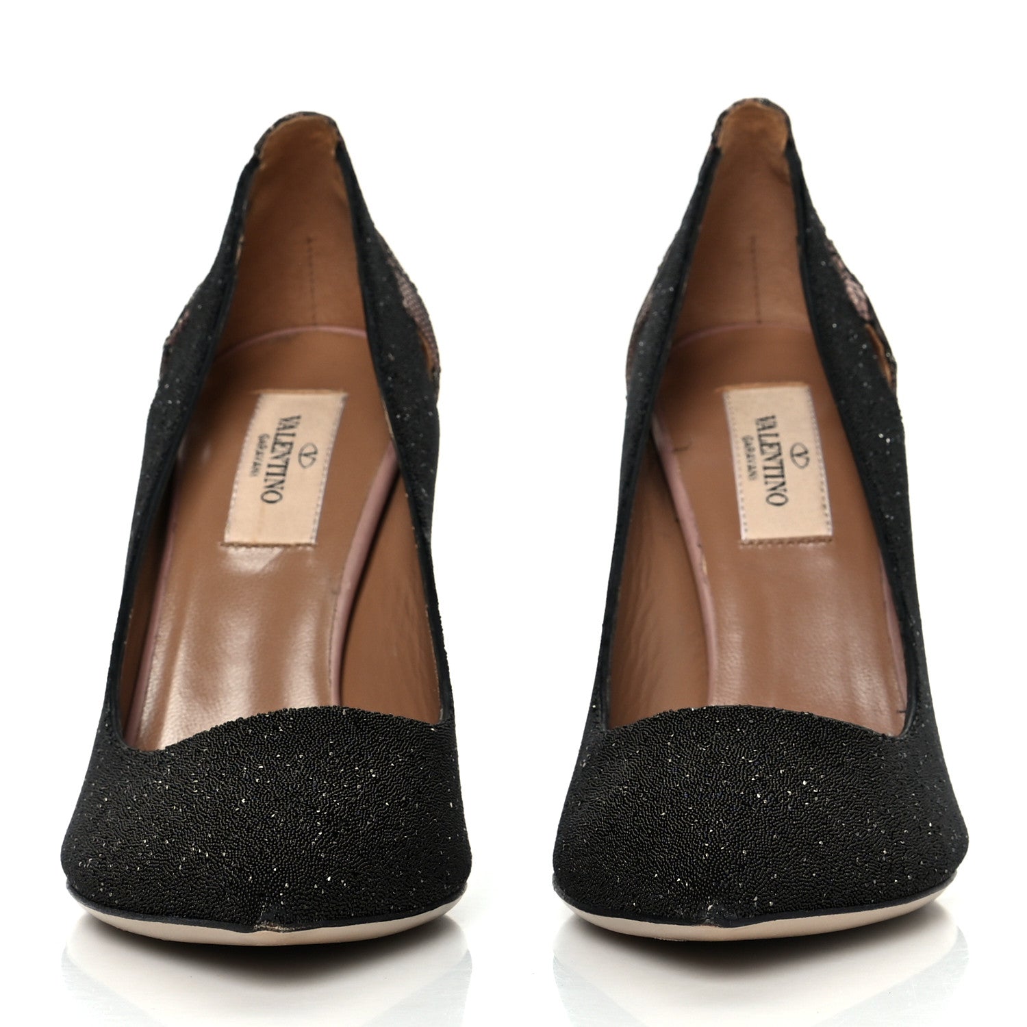 Valentino Garavani Caviar Crystal Lace Pumps 36.5 Black 2 of 10