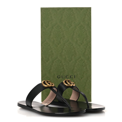 Gucci Calfskin GG Marmont Thong Sandals 38 Black 11 of 11