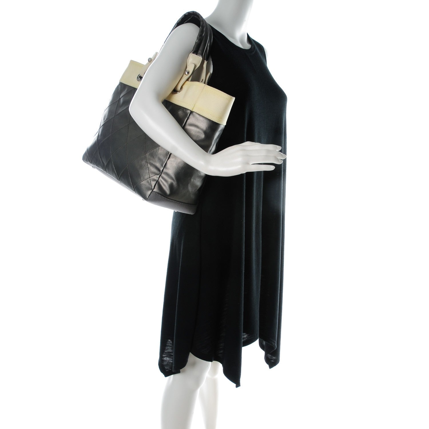 Chanel Coated Canvas Quilted Large Paris Biarritz Tote Silver 2 of 8