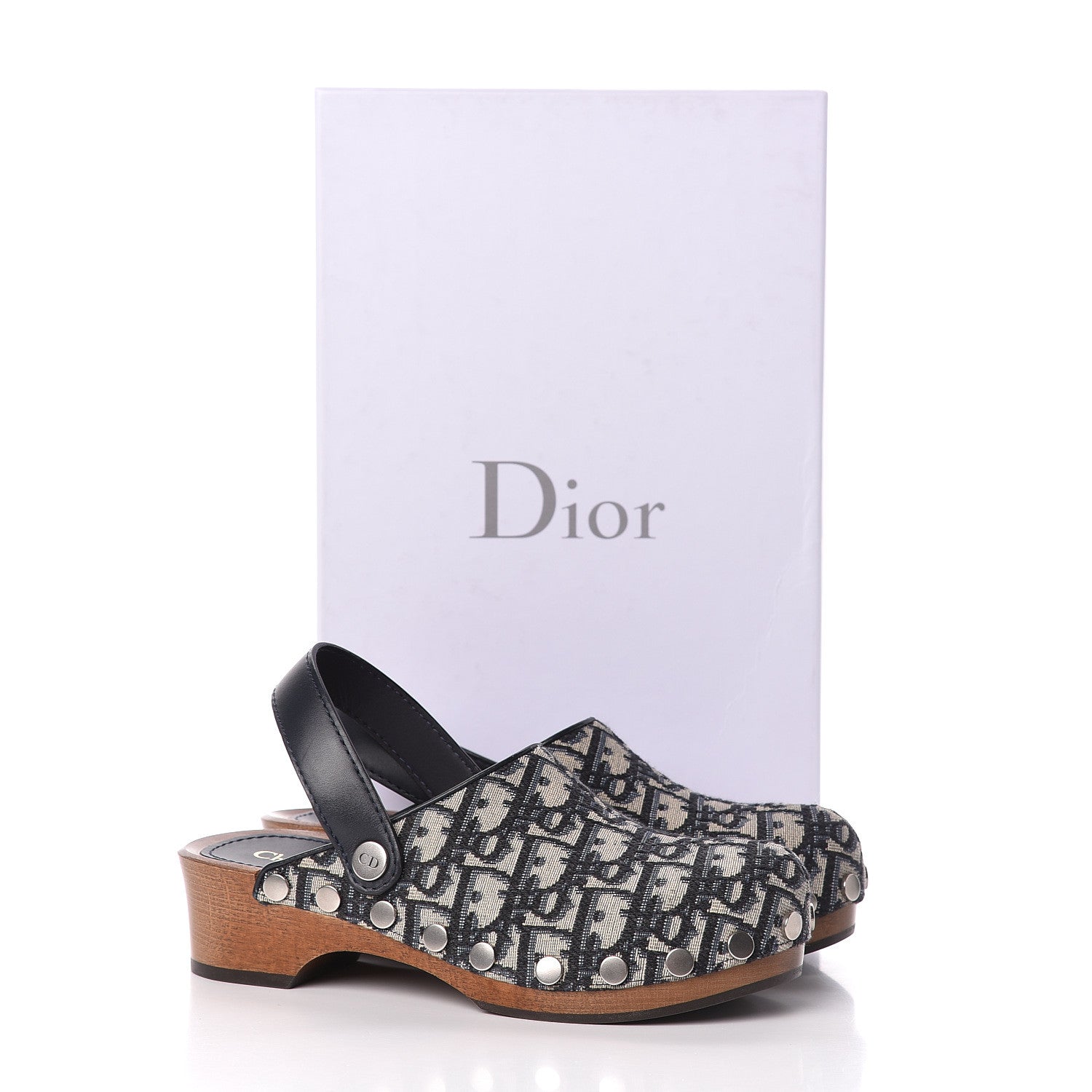 Christian Dior Canvas Oblique Diorquake 20mm Slingback Clogs 35.5 Deep Blue 10 of 10