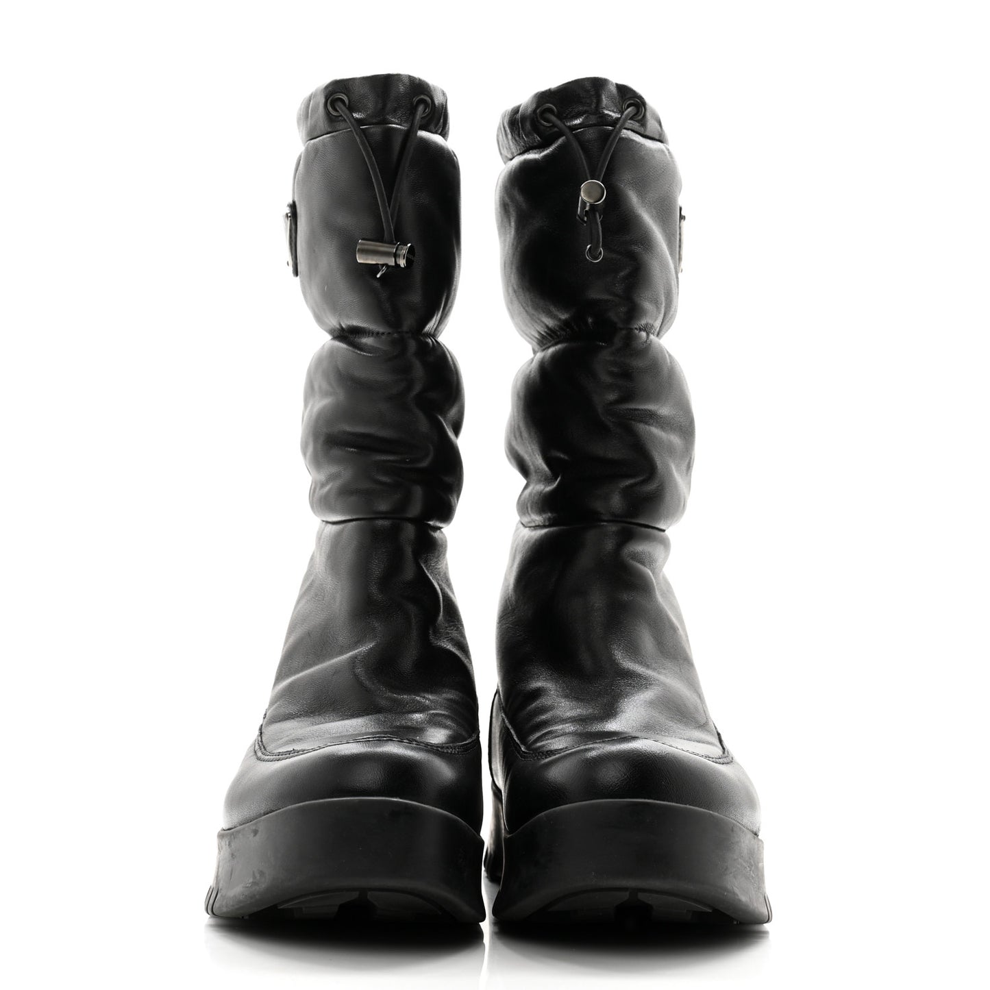Nappa Metal Triangle Logo Padded Moon Boots 38.5 Black