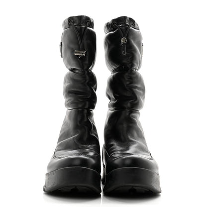 Prada Nappa Metal Triangle Logo Padded Moon Boots 38.5 Black 2 of 9