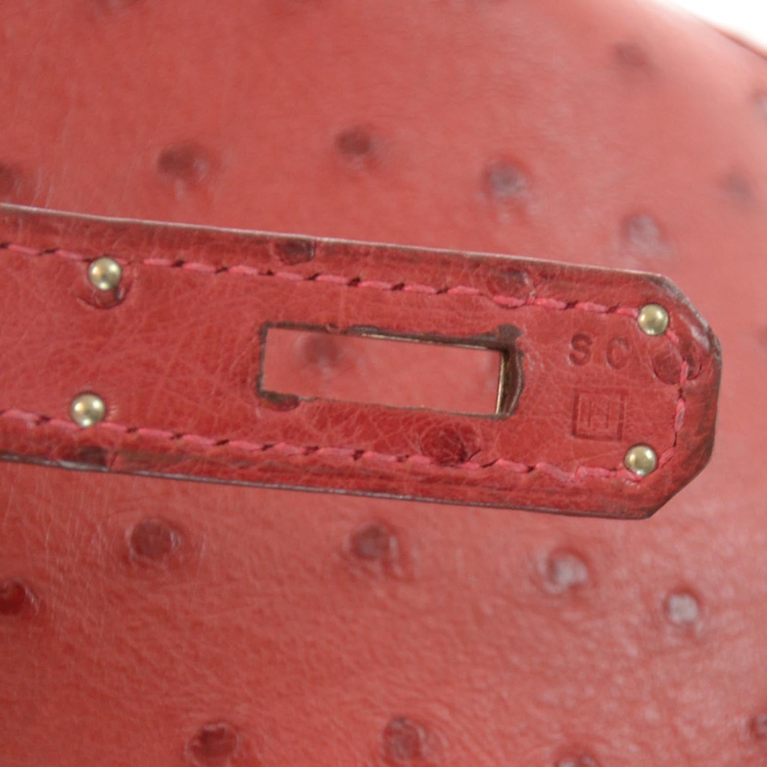 Hermes Ostrich Birkin 35 Rouge Vif 6 of 9