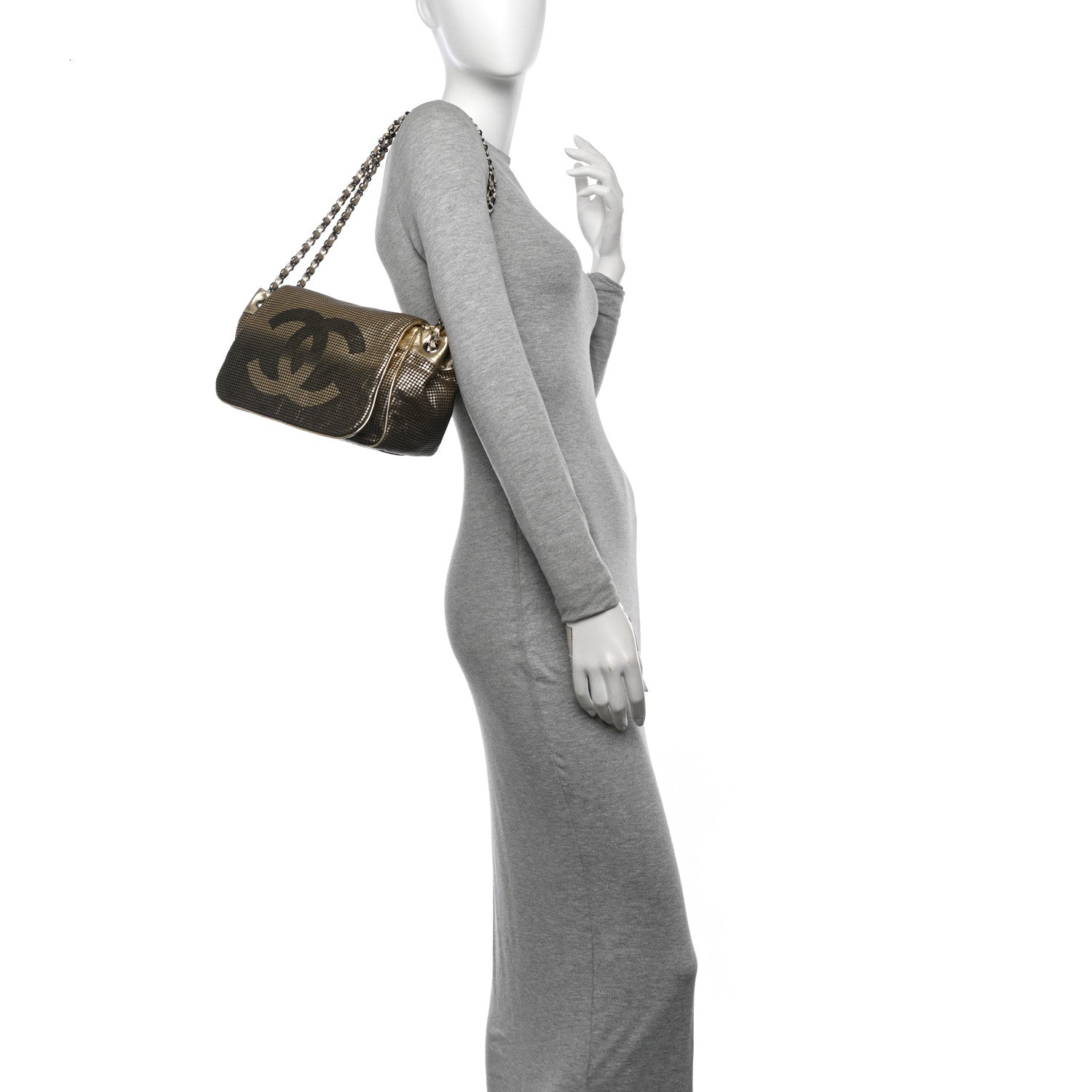Chanel Metallic Lambskin Perforated Hollywood Accordion Flap Bag Gold 2 of 12