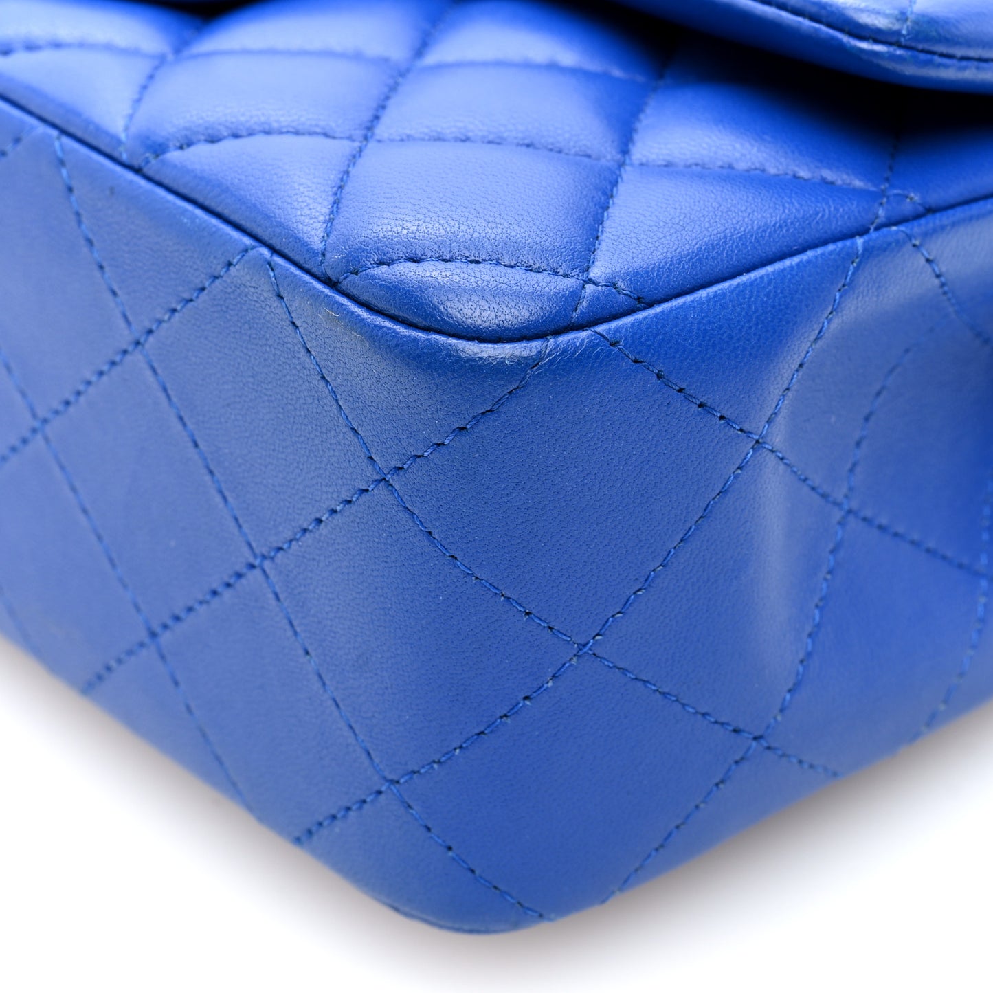 Lambskin Quilted Mini Rectangular Flap Blue
