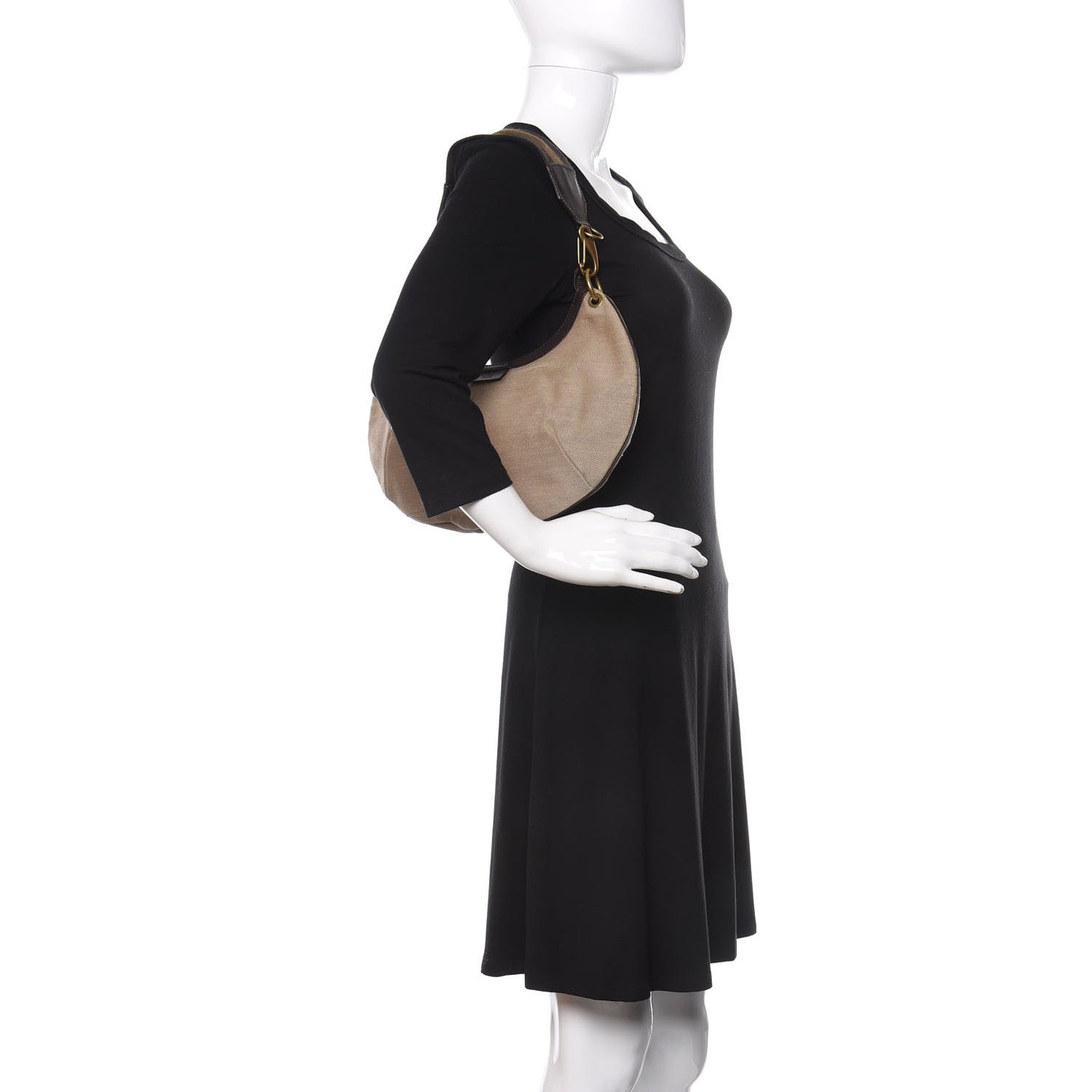 Canvas Web Hobo Natural Dark Brown