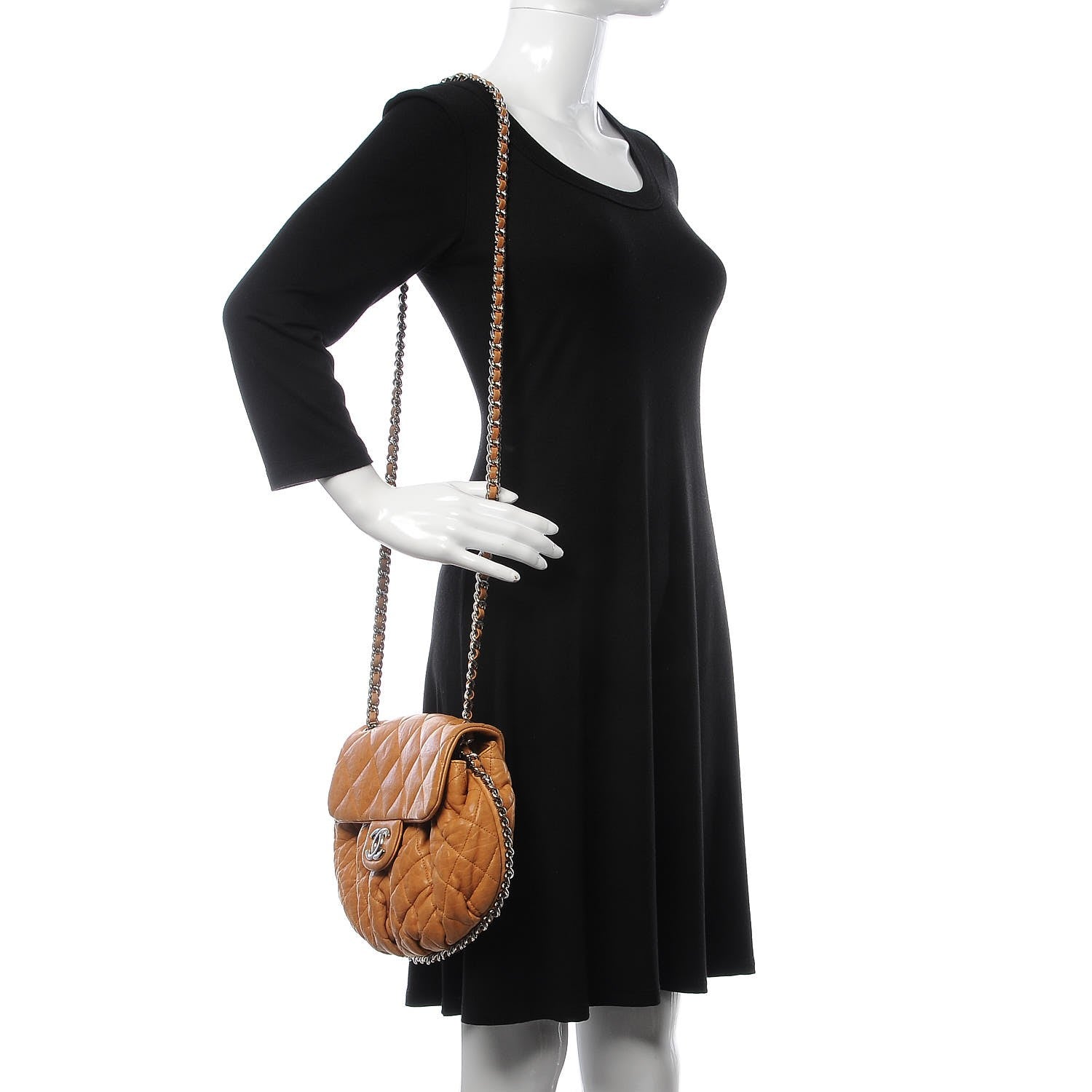 Chanel Washed Lambskin Quilted Medium Chain Around Flap Dark Beige 2 of 8