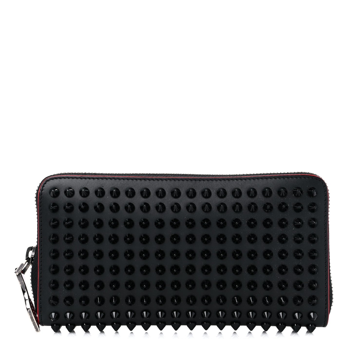 Calfskin Panettone Spiked Zip Around Wallet Black