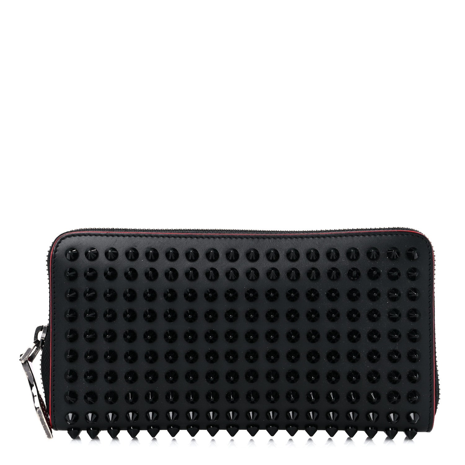 Christian Louboutin Calfskin Panettone Spiked Zip Around Wallet Black 1 of 13