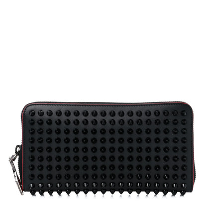 Christian Louboutin Calfskin Panettone Spiked Zip Around Wallet Black 1 of 13