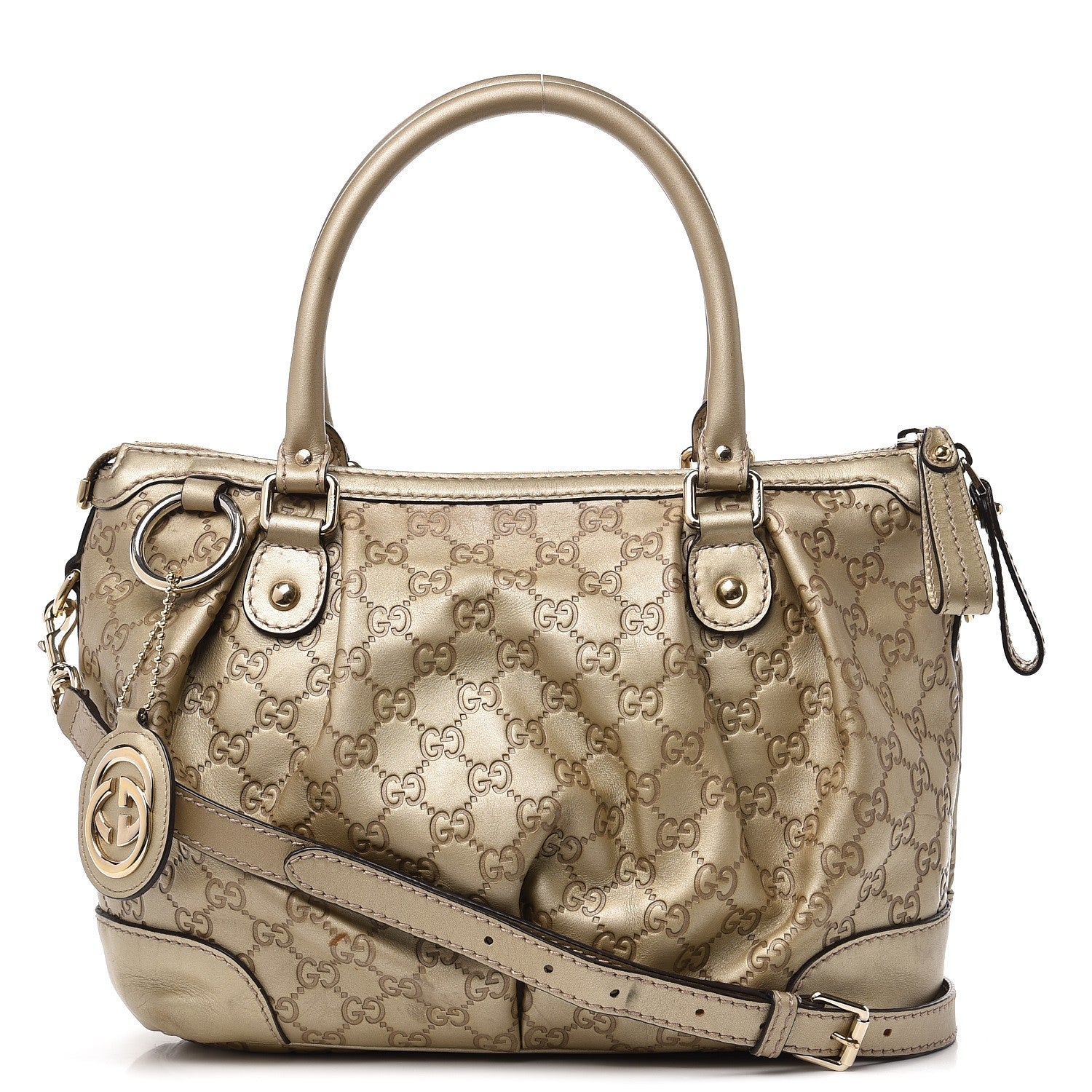 Gucci Metallic Soft Guccissima Medium Sukey Top Handle Bag Champagne 1 of 17