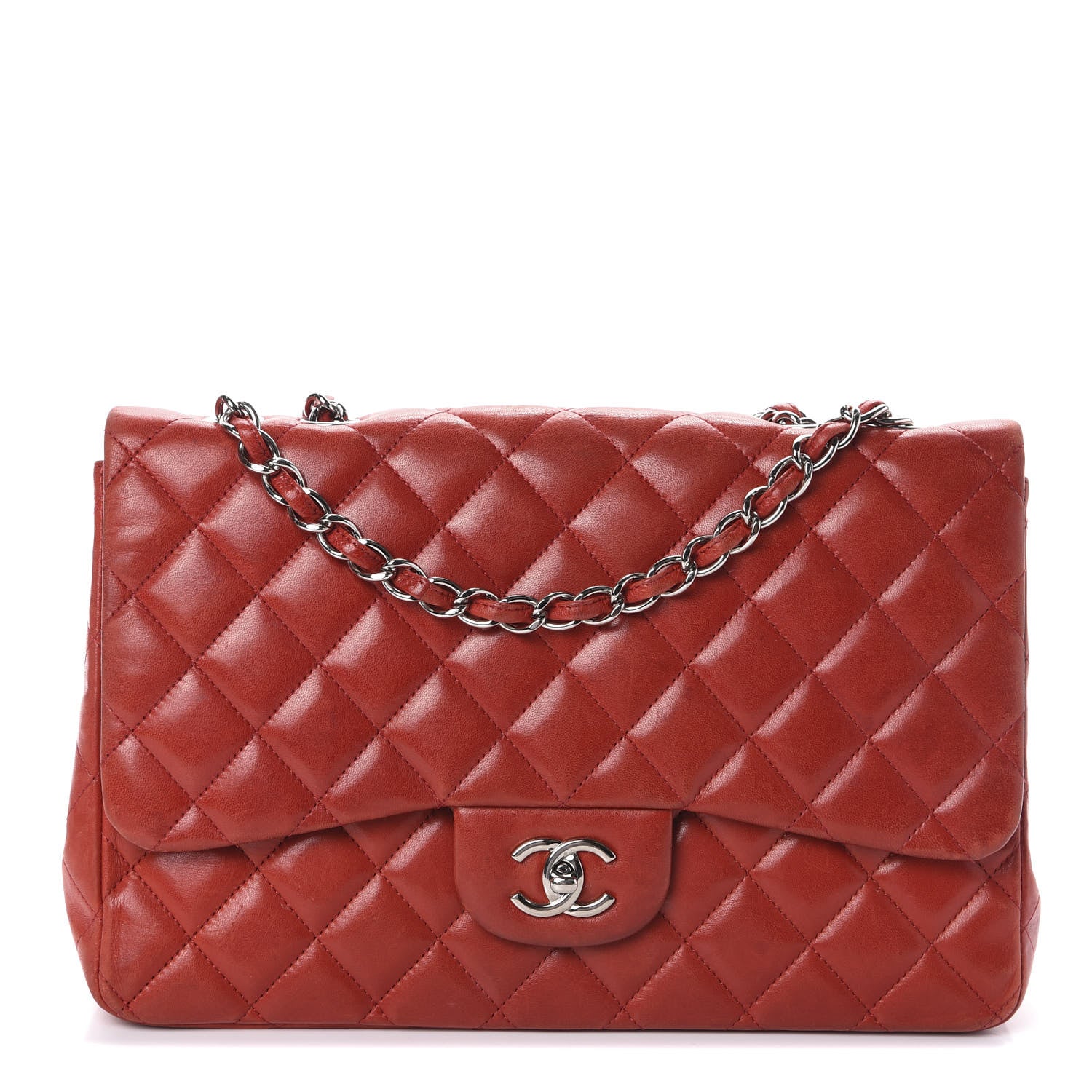 Chanel Lambskin Quilted Jumbo Single Flap Red 1 of 10