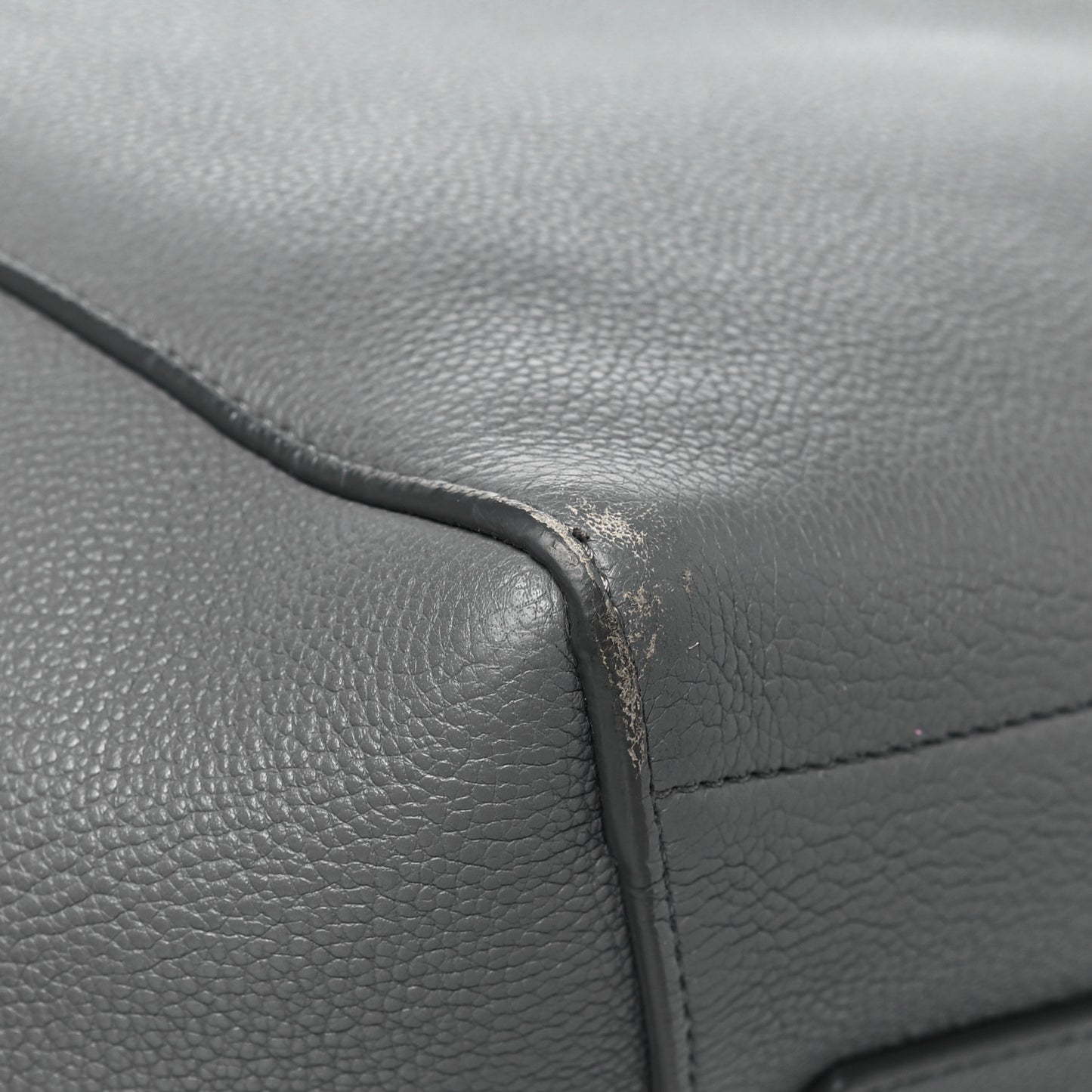 Soft Grained Calfskin Sangle Bucket Bag Grey