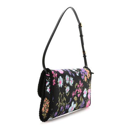 Valentino Garavani Moire Papier Floral Fabric Small DeVain Shoulder Bag Black Multicolor 3 of 9