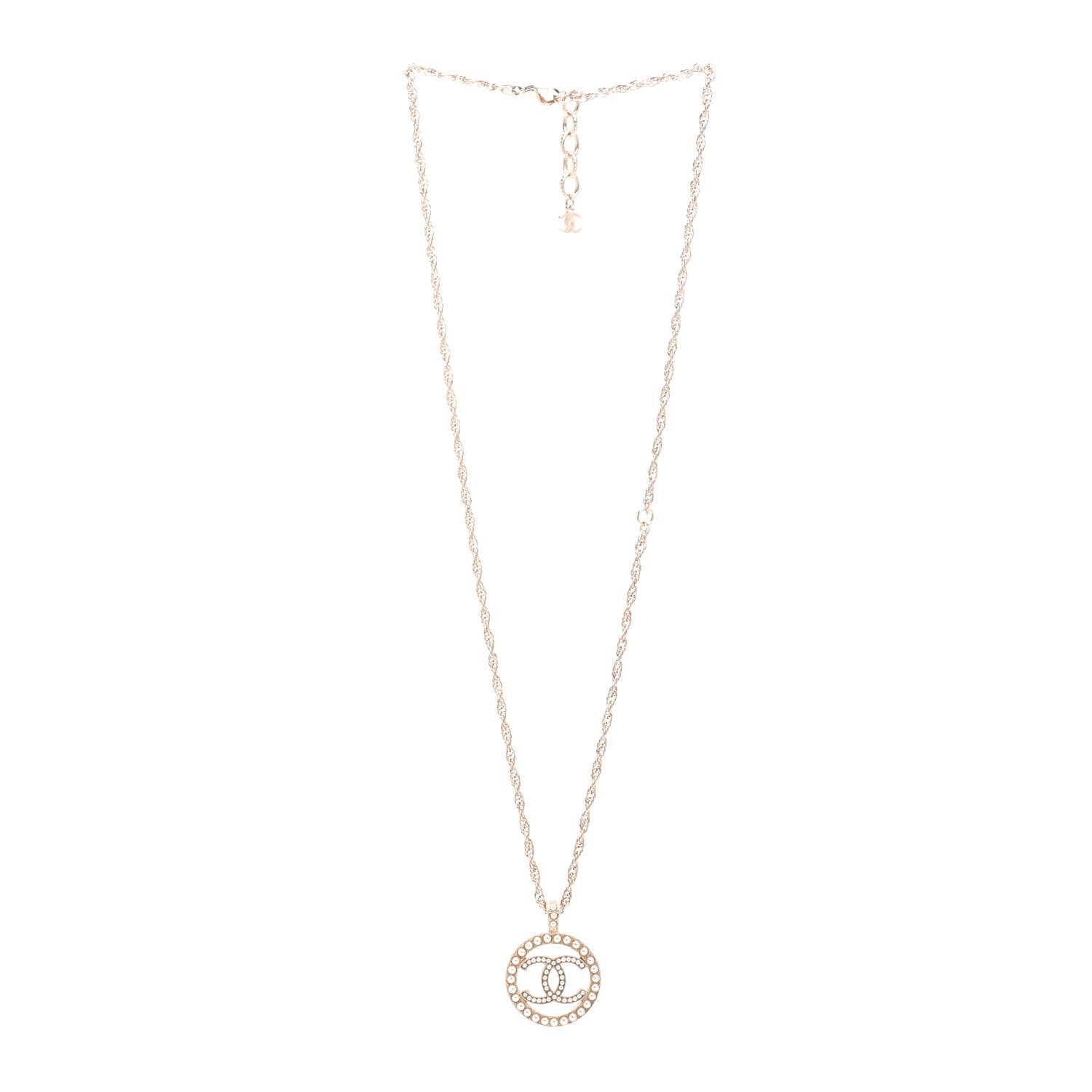 Chanel Pearl CC Round Pendant Necklace Gold 3 of 4