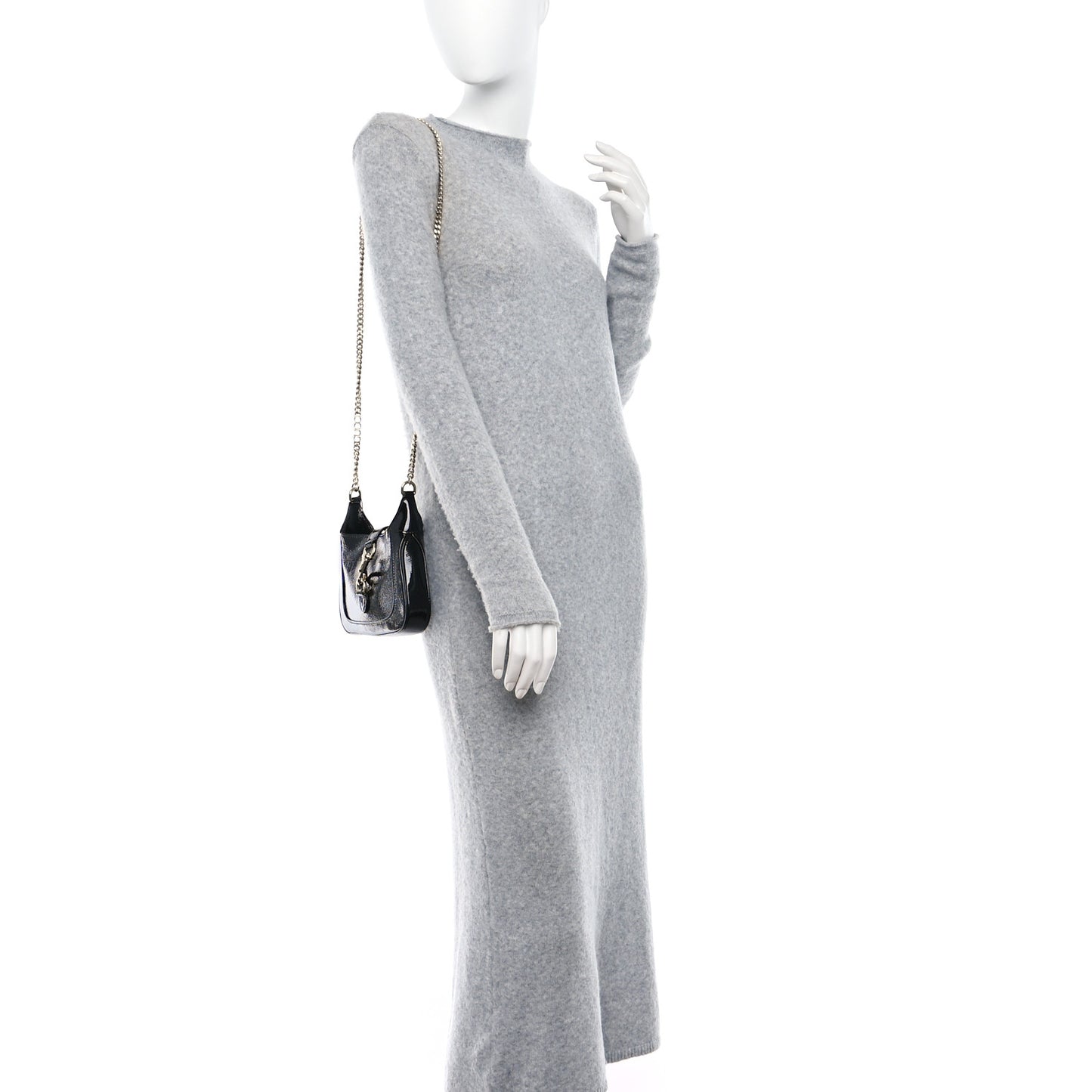 Crinkled Patent Mini Jackie Notte Bag Black