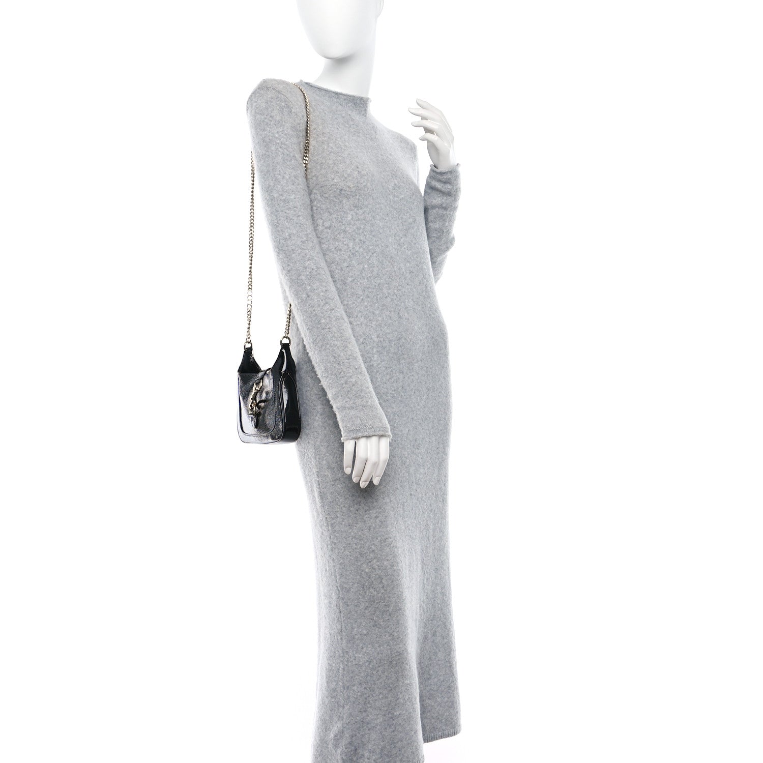 Gucci Crinkled Patent Mini Jackie Notte Bag Black 2 of 8