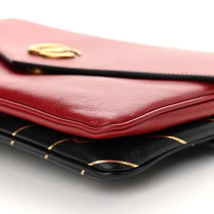 Gucci Calfskin Diagonal GG Medium Thiara Double Envelope Shoulder Bag Black Red 11 of 11