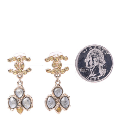 Chanel Resin CC Drop Clip On Earrings Grey Gold 2 of 4
