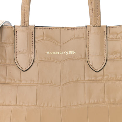 Alexander McQueen Calfskin Crocodile Embossed Mini Shopper Camel 7 of 11