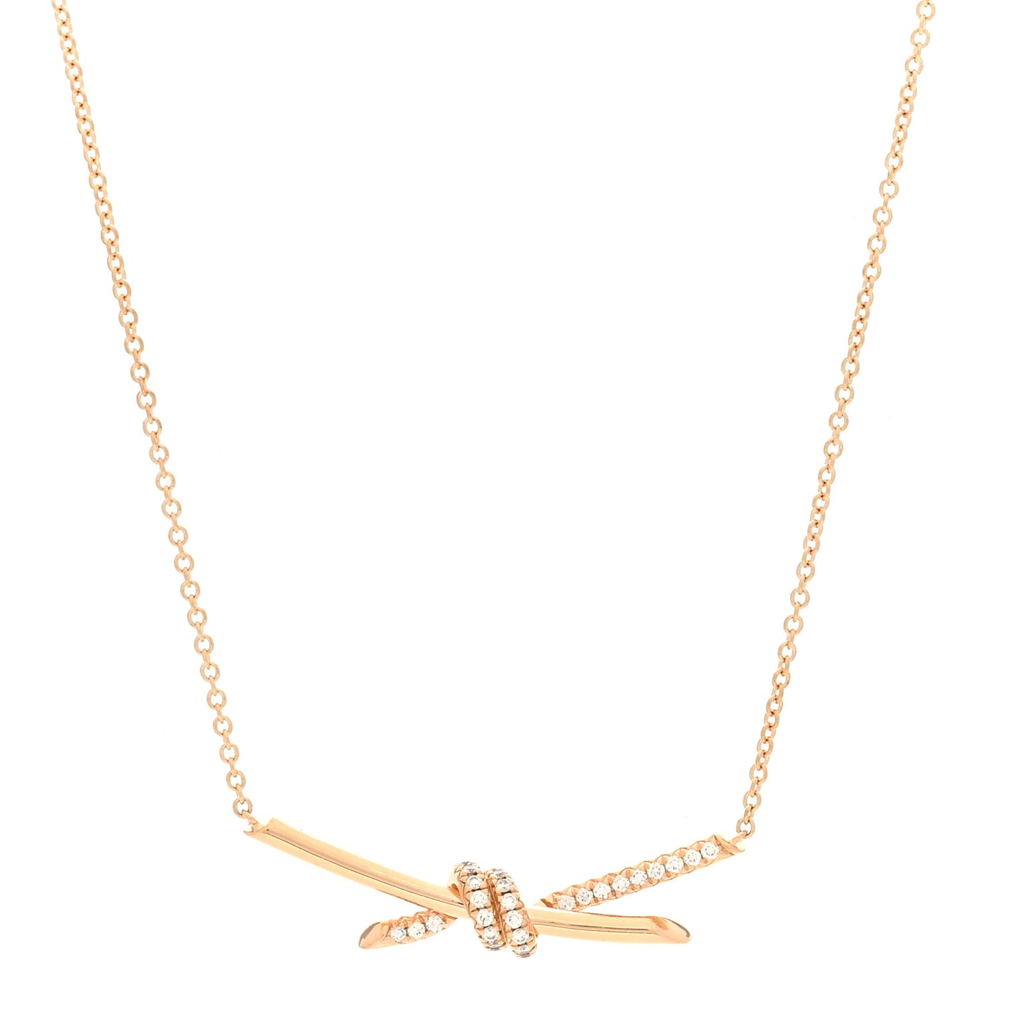 18K Rose Gold Diamond Knot Necklace