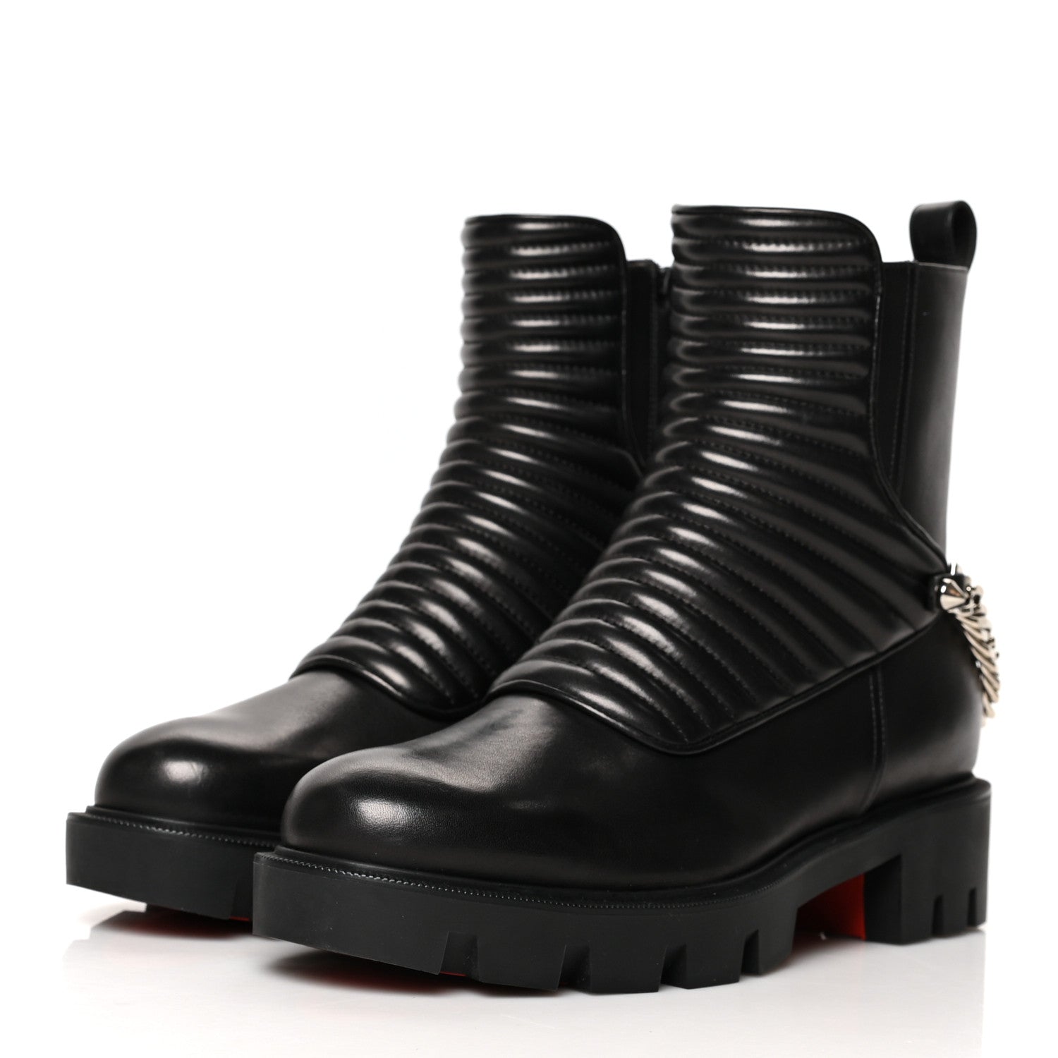 Christian Louboutin Calfskin Maddic Max Flat Boots 37 Black 3 of 9