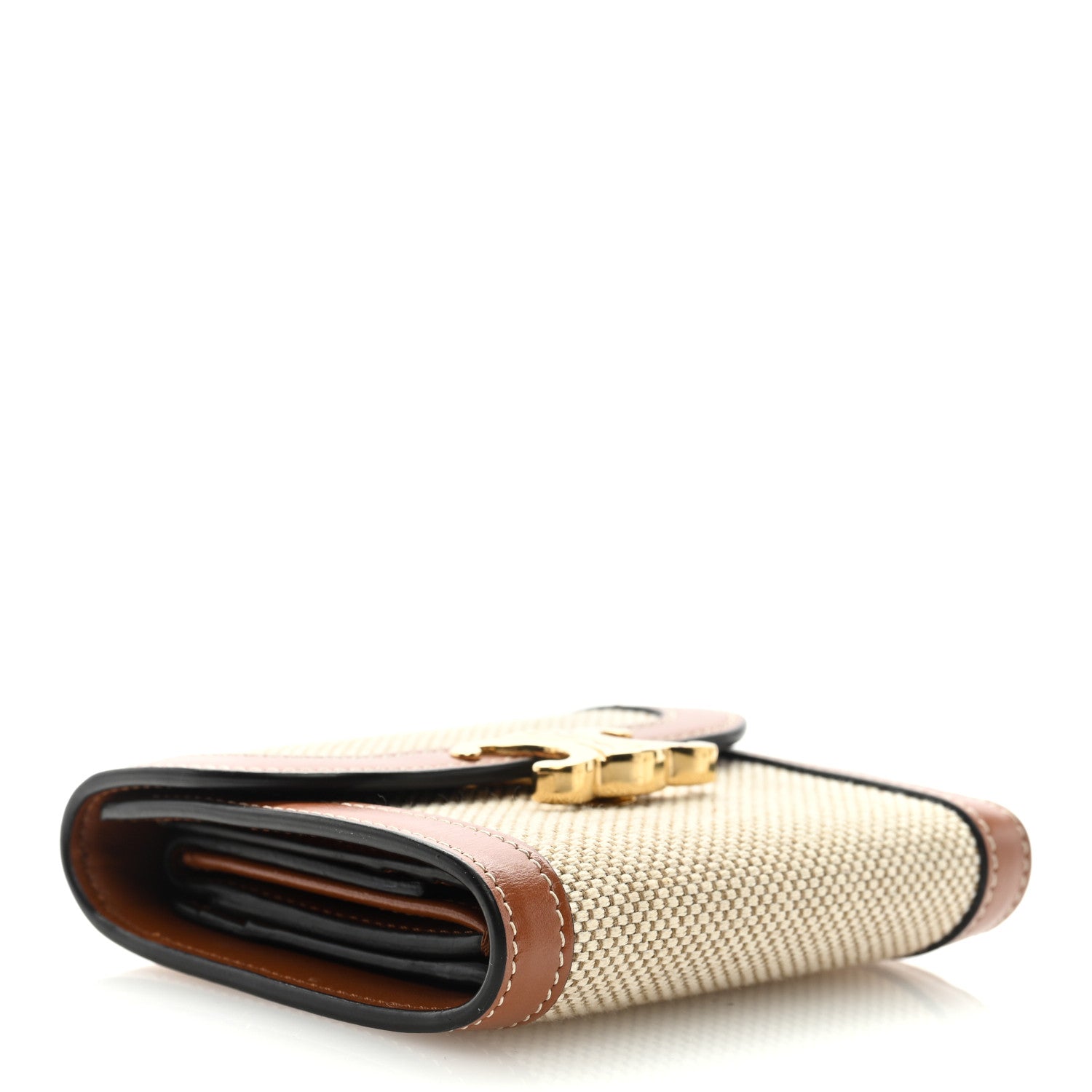 Celine Textile Calfskin Small Triomphe Wallet Natural Tan 4 of 7