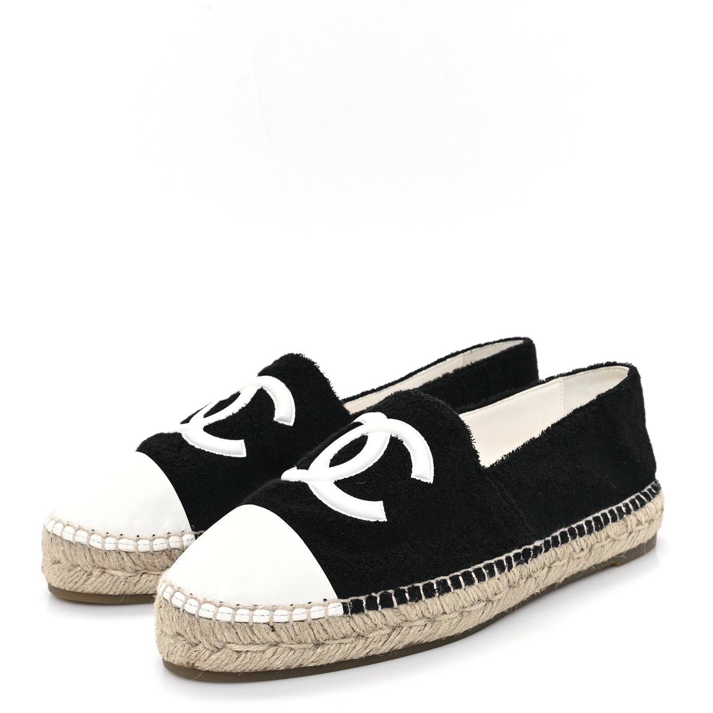 Cotton Lambskin CC Espadrilles 41 Black White