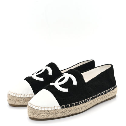 Chanel Cotton Lambskin CC Espadrilles 41 Black White 4 of 10