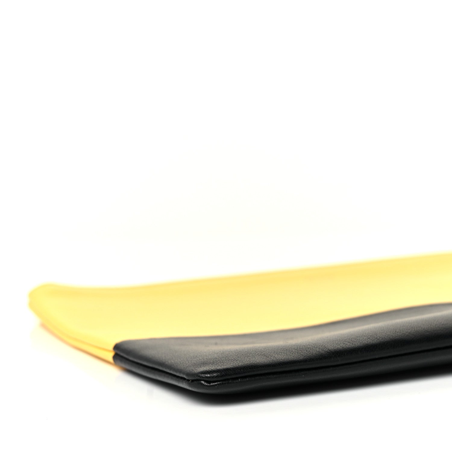 Celine Lambskin Bi-Color Solo Clutch Pouch Sun Yellow Black 7 of 8