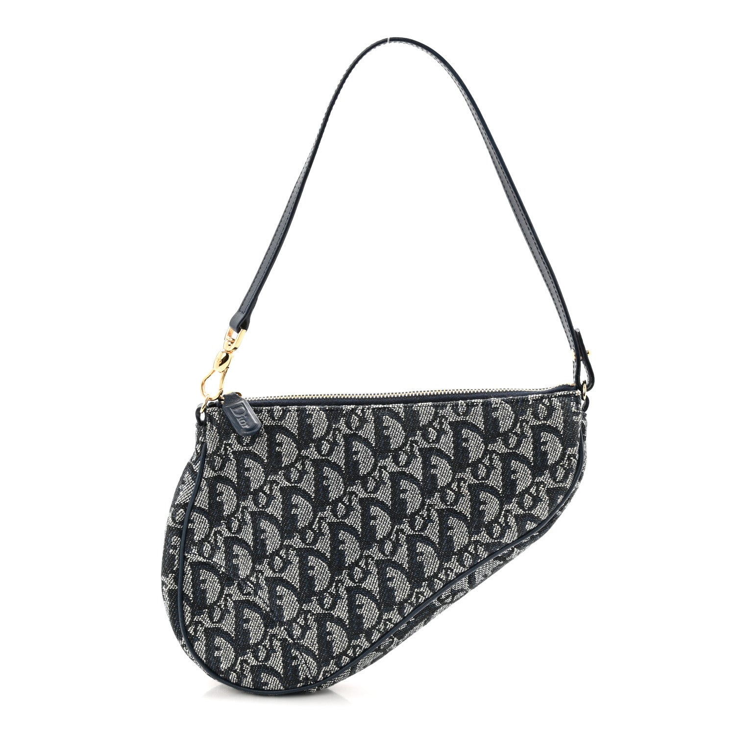 Christian Dior Monogram Mini Saddle Pochette Navy 1 of 10
