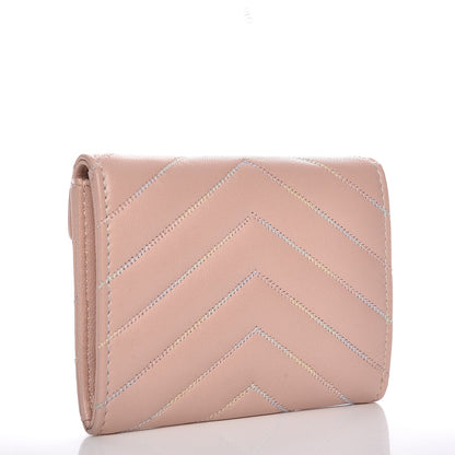 Chanel Lambskin Chevron Quilted Card Holder Light Pink 3 of 7