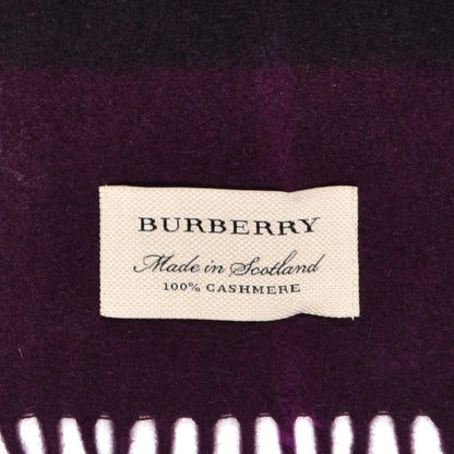 Burberry Cashmere Giant Check Icon Stripe Fringe Scarf Purple 5 of 5
